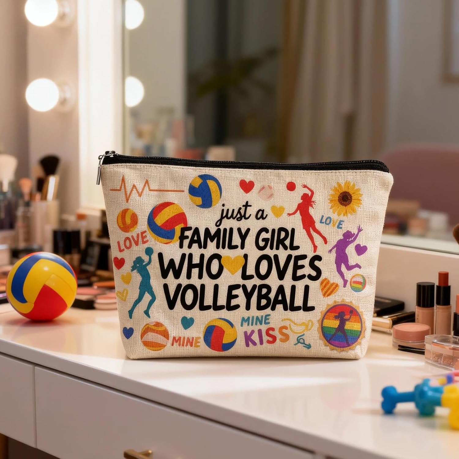 Volleyball Bag,Just A Girl Who Loves Volleyball,Volleyball Gifts for Girls Women Volleyball Players Lovers Best Friends Teams Mom Daughter Coworkers Inspirational Birthday Friendship Cosmetic Bag image 3