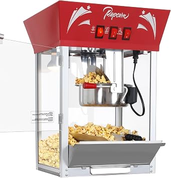Popcorn Maker Machine,12 Ounce Kettle Stainless Steel Commercial Popcorn Machine with Tempered Glass,Warming Deck, 900W Countertop Popcorn Popper for Parties, Events, and Home Theater