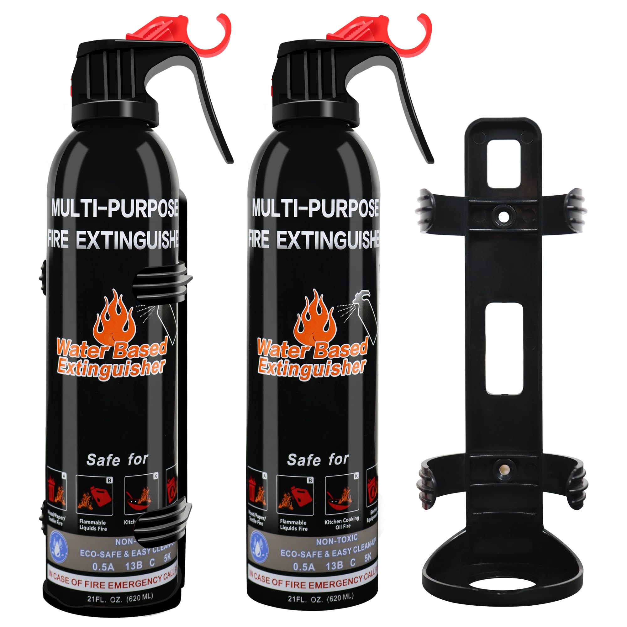 Fire Extinguisher for Home, 2 Pack Vehicle Fire Extinguishers with Mount, Portable Fire Extinguisher Effective on A, B, C, K Fires, Water-Based