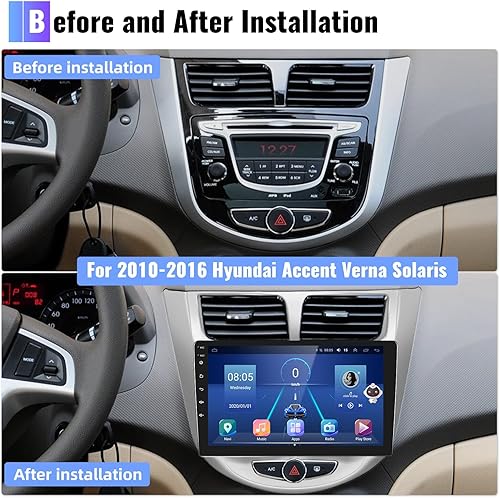 Miniatura 3 de CAMECHO 2+64G CarPlay & Android Auto Receptor estéreo para coche, Android 13 Doble DIN Radio de coche para Hyundai Accent Verna Solaris 2010-2016