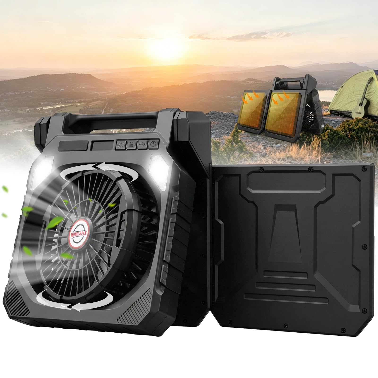 Ventilador solar para camping DUKUSEEK con panel doble para refrescar tus noches al aire libre