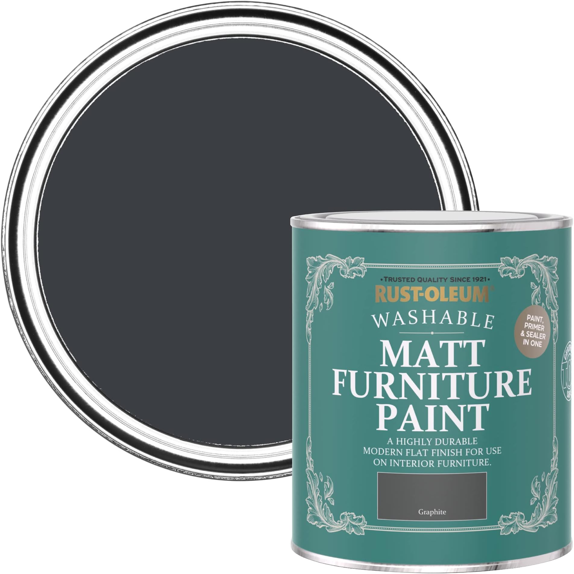 Dark Grey Furniture & Skirting Board Paint in Matt Finish - Graphite 750ml