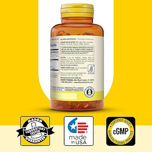Miniatura 6 de MASON NATURAL Concentrado de arándano 121 con vitamina C y E, apoya la salud inmune y urinaria, 90 cápsulas