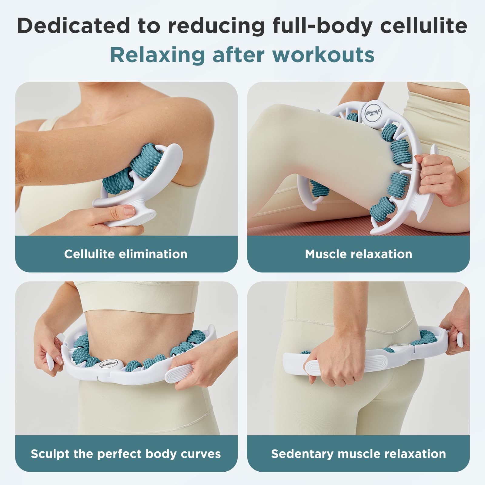 Massaggiatore manuale anticellulite per gambe e cosce, strumento di drenaggio linfatico, blaster portatile per tessuti profondi, per scolpire il corpo e rimuovere la cellulite (verde)