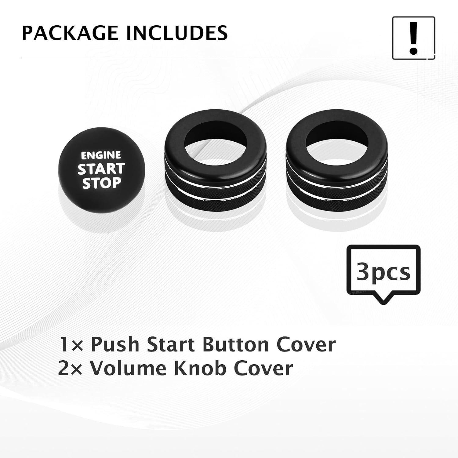 for 2024 2025 2026 Hyundai Kona Accessories, 3PCS Aluminum Alloy Knob Cover Trim Set (Black) - Push Button Start & Volume Tune, Scratch Resistant, Easy Install