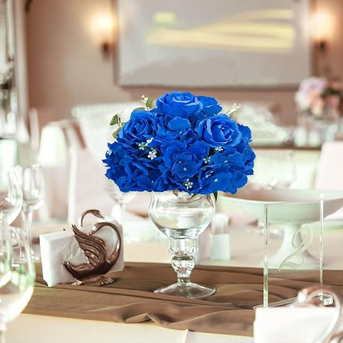 Miniatura 9 de BLOSMON Bolas de flores artificiales, centros de mesa de boda, 2 piezas de 11.8 pulgadas, flores falsas blancas de hortensia, piezas centrales para