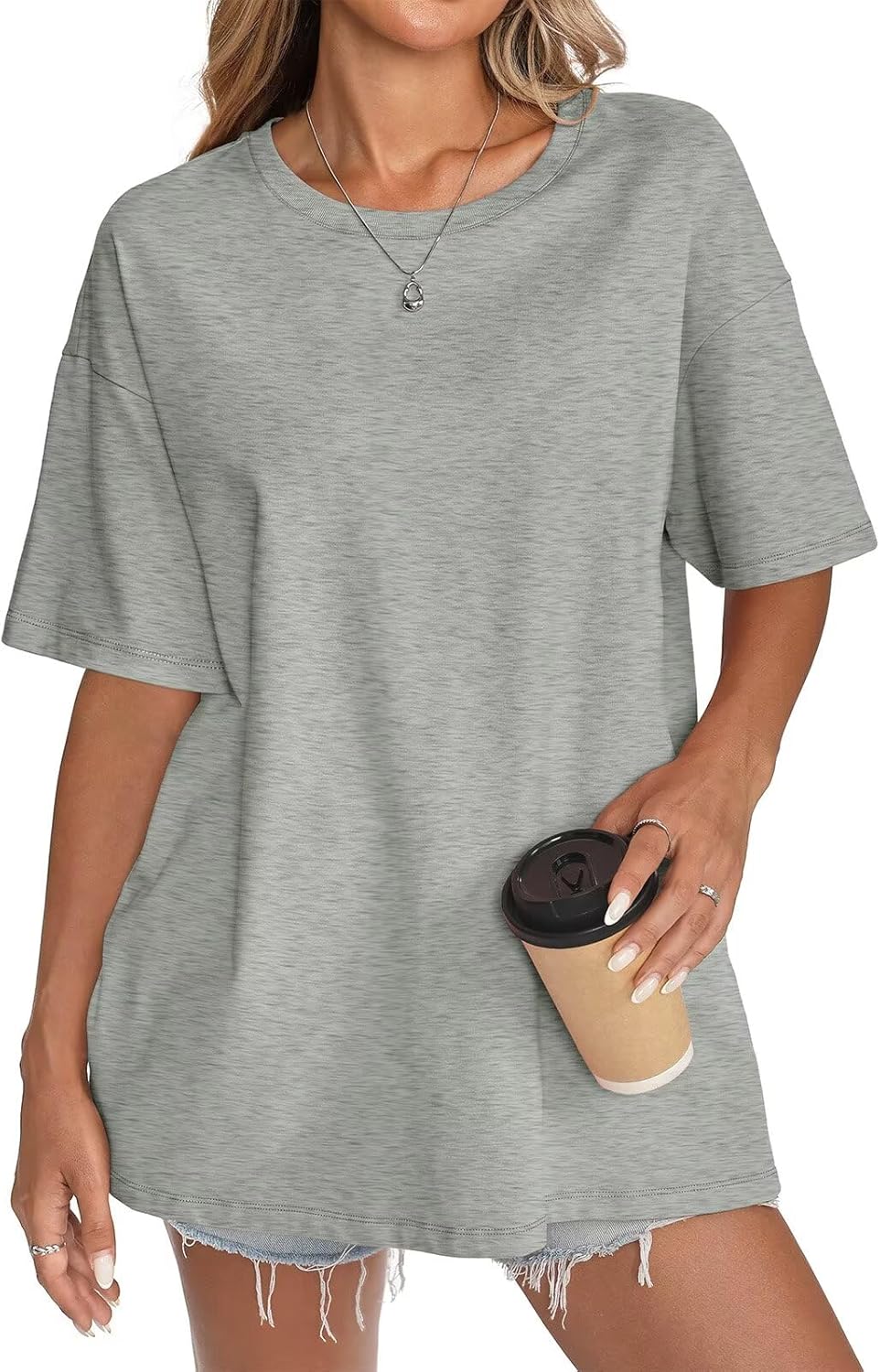 Womens Cotton Oversized T Shirts Short Sleeve Tops Ribbed Crewneck Loose Fit Tee Summer Fashion Clothes 2026 - Image 5