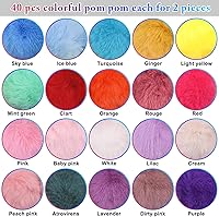 Vista 2 de BQTQ 40 pompones de piel sintética con lazo elástico, pompones esponjosos de piel sintética de conejo para sombreros, gorros, zapatos, bufandas