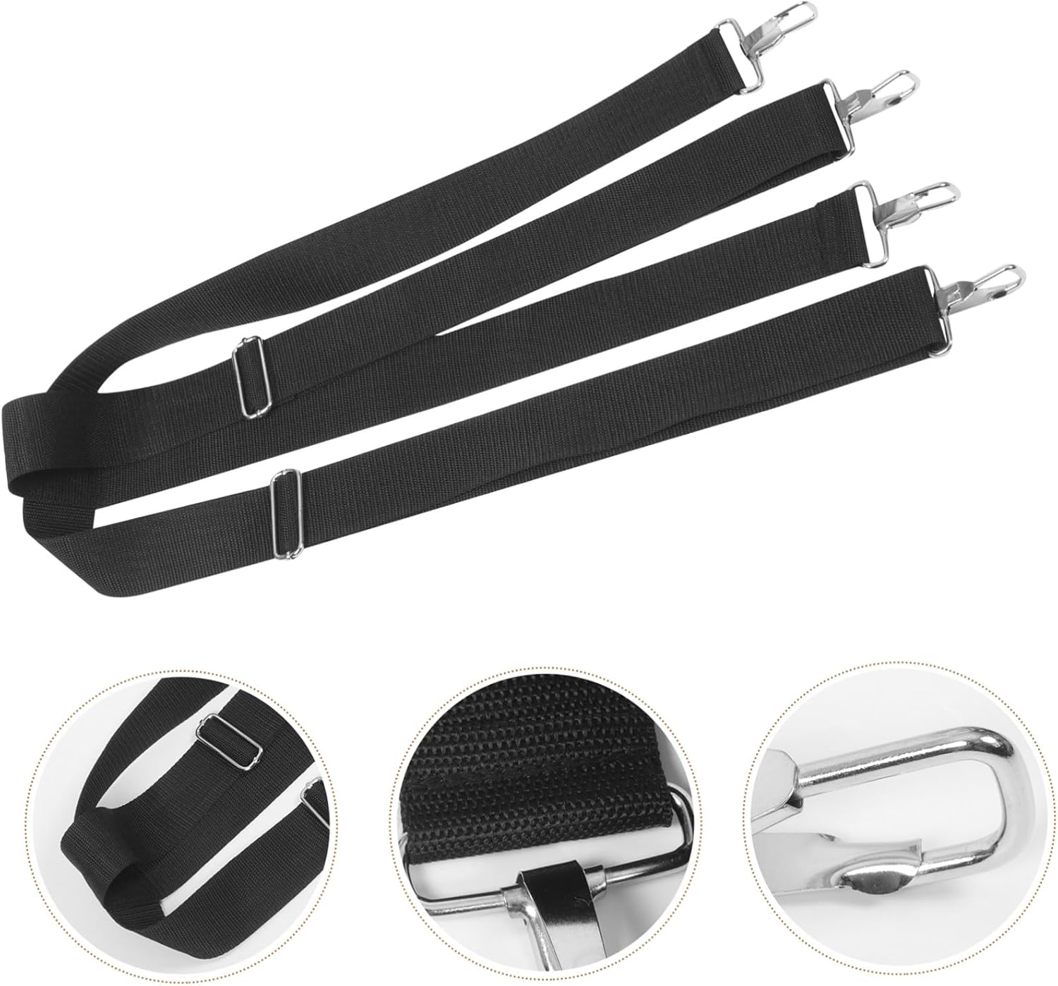 Adjustable Double Shoulder Snare Drum Strap Sling with Hooks Black Wide Marching Band Drum Shoulder Support for Percussion Instruments