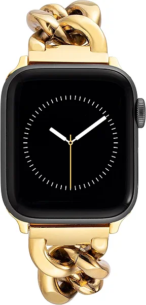 WITHit Anne Klein Fashion Chain Bracelet for Apple Watch, Secure, Adjustable, Apple Watch Replacement Band, Fits Most Wrists (38/40/41mm, Gold)