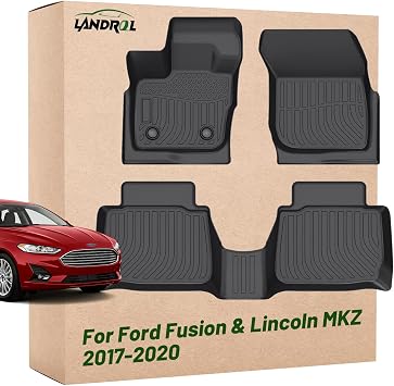 Car Floor Mats Replacement for Ford Fusion 2017-2020/ Lincoln MKZ 2017-2020 Heavy Duty Liner Custom Fit All Weather Waterproof Protection Coverage Carpets Accessories for Dad