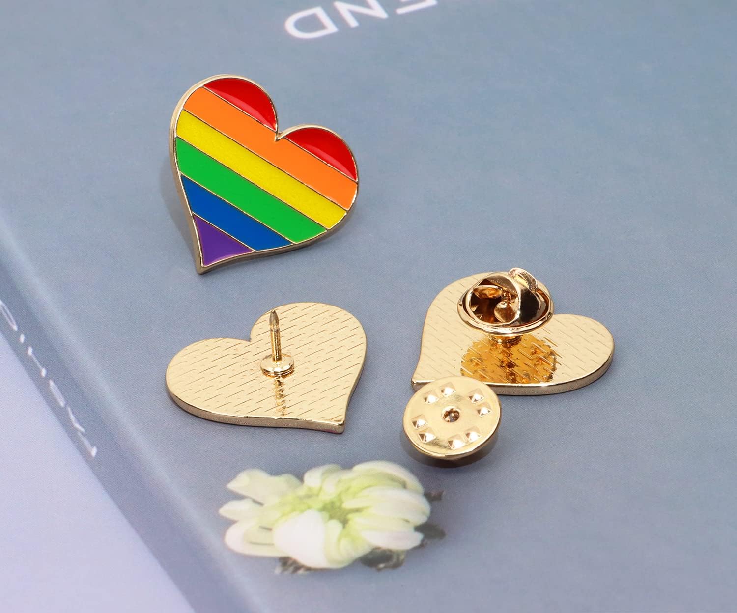 ONLYKXY 5pcs Brooch Pins Rainbow Lapel Pin Collar Pin Clips Pride Pin Brooch Badge Buttons Heart-Shaped Rainbow Brooch Cute Enamel Pin for Backpacks Hats Clothes Bags Decoration Jewelry brooches Gift - Image 5