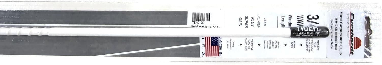 Lot of 2 Everhardt TSM2-W 3/4 Wave 2 ft Fiberglass â€œSuper Flexâ€ CB Radio Antenna - White
