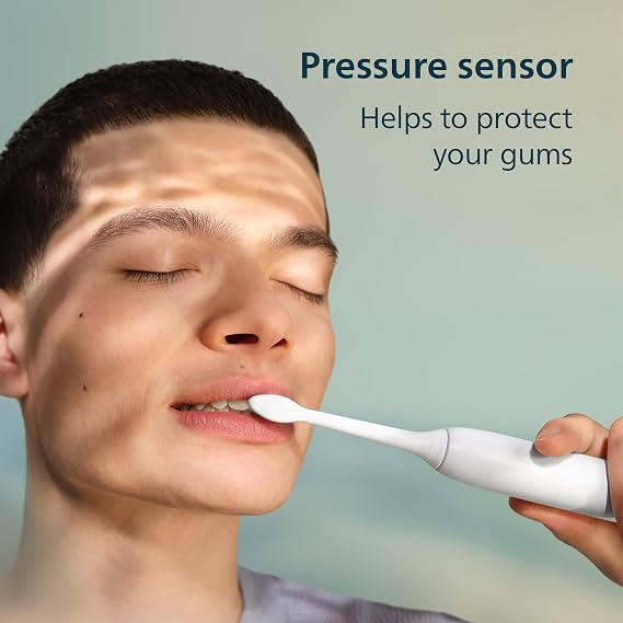 Philips Sonicare 4100 Series Electric Toothbrush - Sonic Toothbrush with Pressure Sensor, 4 Brushing Settings, EasyStart, SmarTimer, 21-Day Runtime, Travel Case, White, HX4044/41, [New]