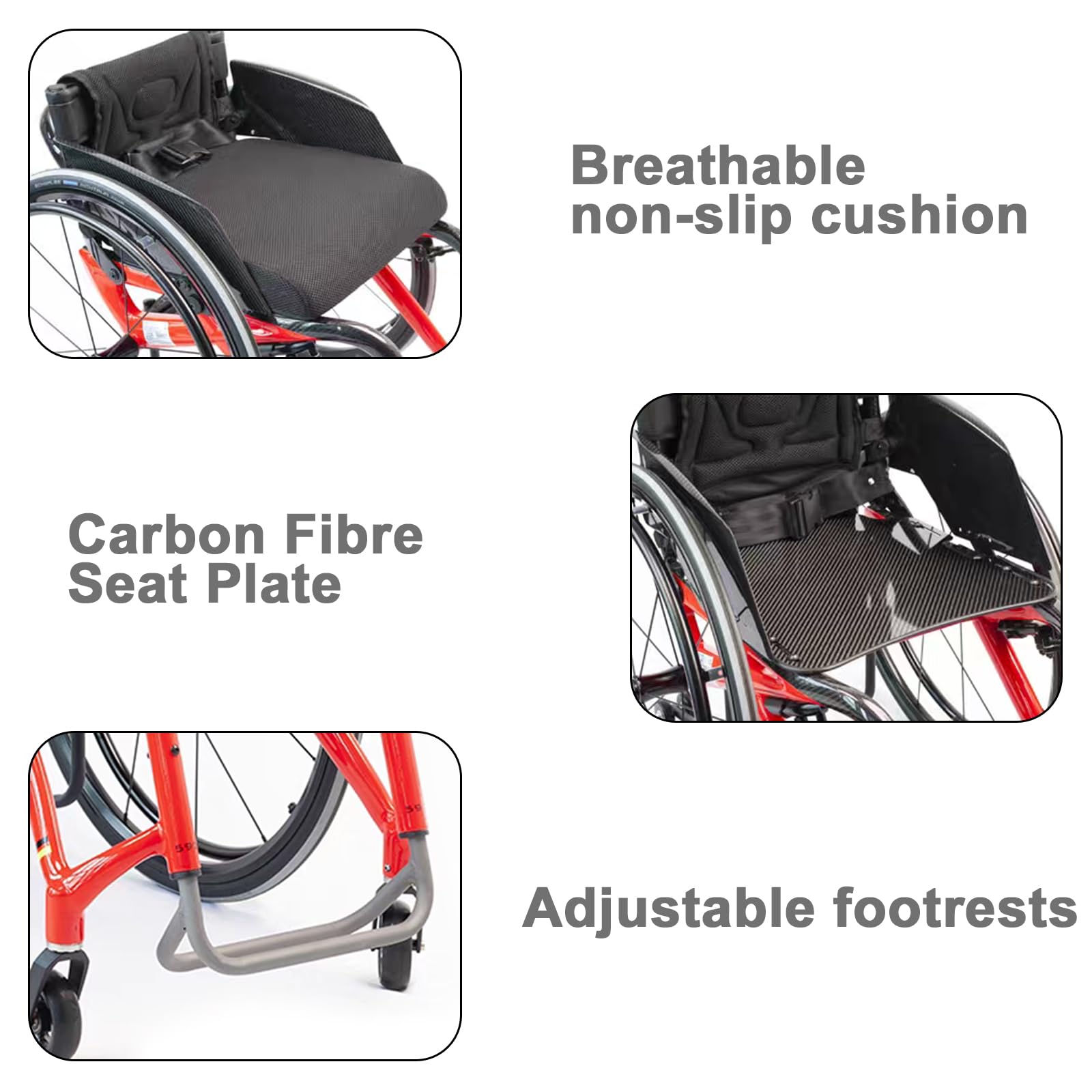 Sillas de Ruedas para Adultos Silla de Ruedas Ligera Y Plegable de Fibra de Carbono Silla de Ruedas Deportiva Apta para Adultos/56X84X68Cm(22X33X26.7Inch)