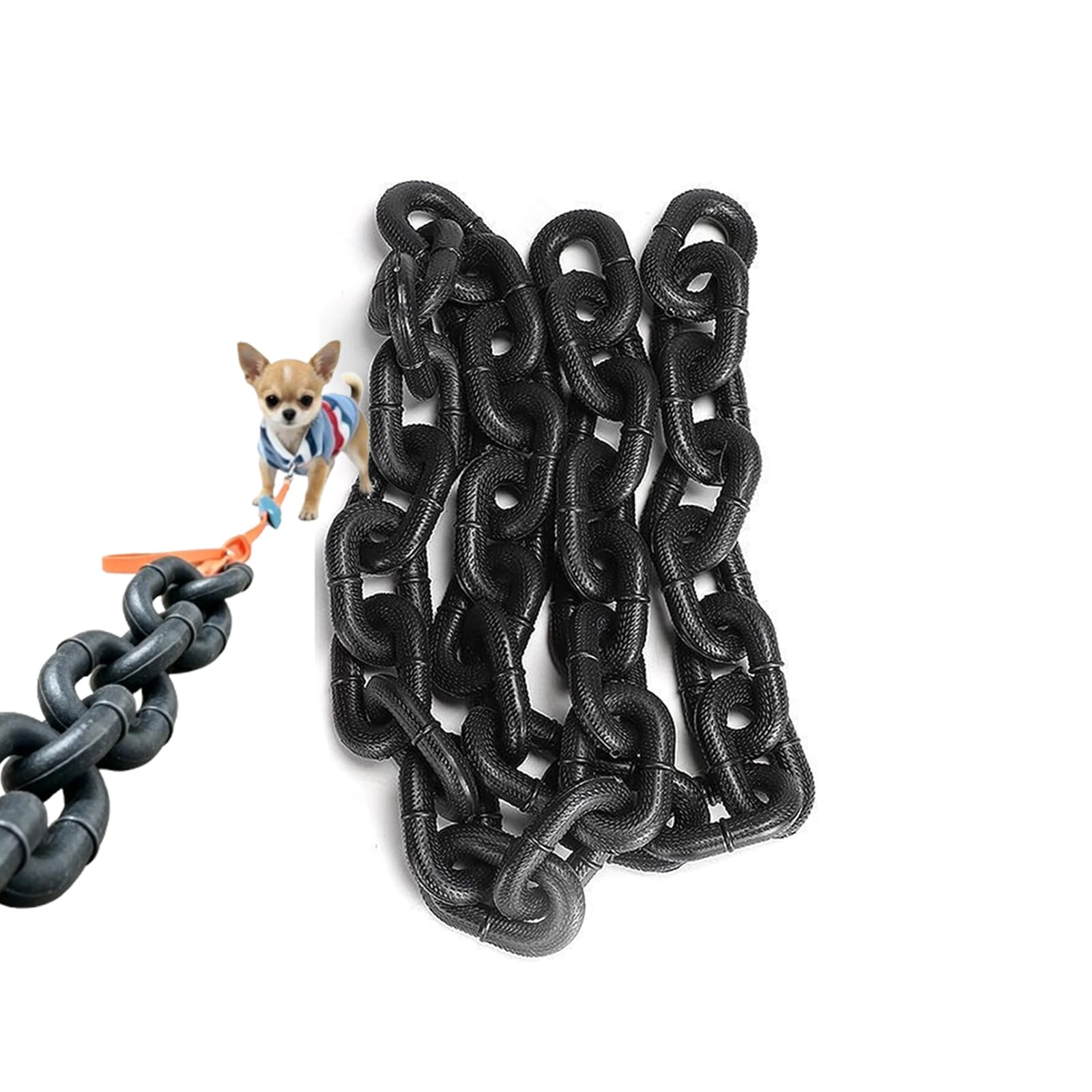 Iron Paw Chain Leash, Lightweight Big Chain Leash For Small Dog Funny, Plastic Imitating Iron Chains Looks Strong and Heavy for Small Dog/Cat Photo Props, 4.9/6.5/9.8ft (Black,M-2m)