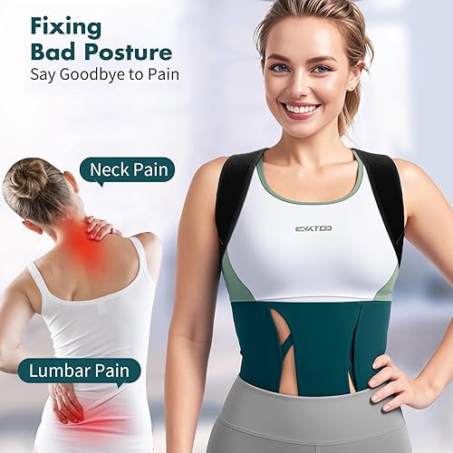 GROKIE Posture Corrector for Women and Men – Adjustable Back Brace for Posture Support,Comfortable and Breathable Back Straightener for Pain Relief (Medium/Large)