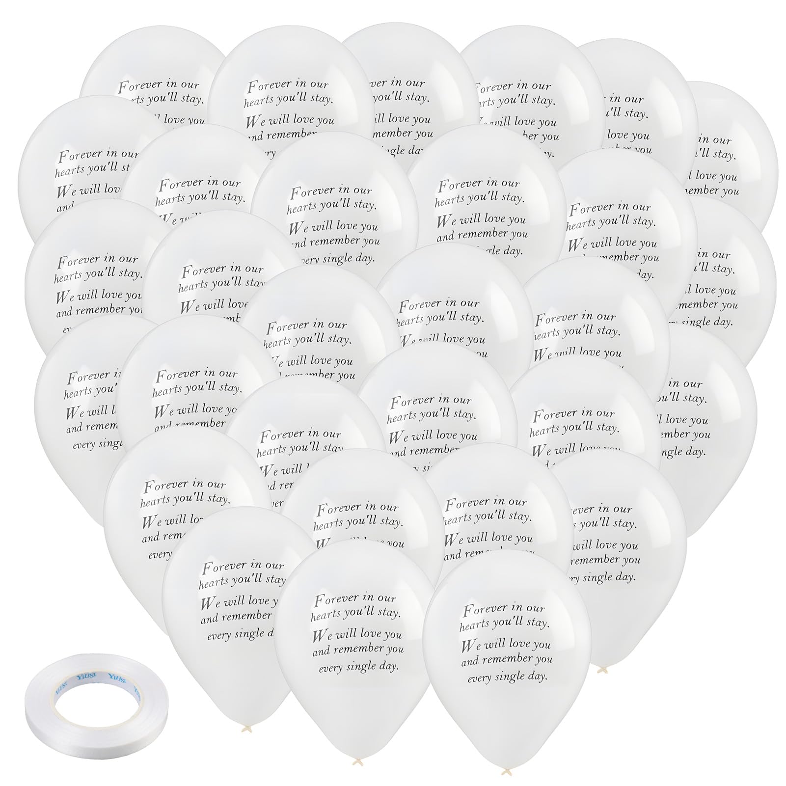 30 Pack White Remembrance Memorial Balloons for Funeral Decorations Balloons and Tribute Displays, Funeral Balloon Symbolising for Ceremony Décor