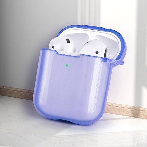 Miniatura 2 de AIRSPO Funda para Airpods, funda protectora de TPU suave transparente compatible con Apple AirPods 12 funda de carga inalámbrica con llavero (azul