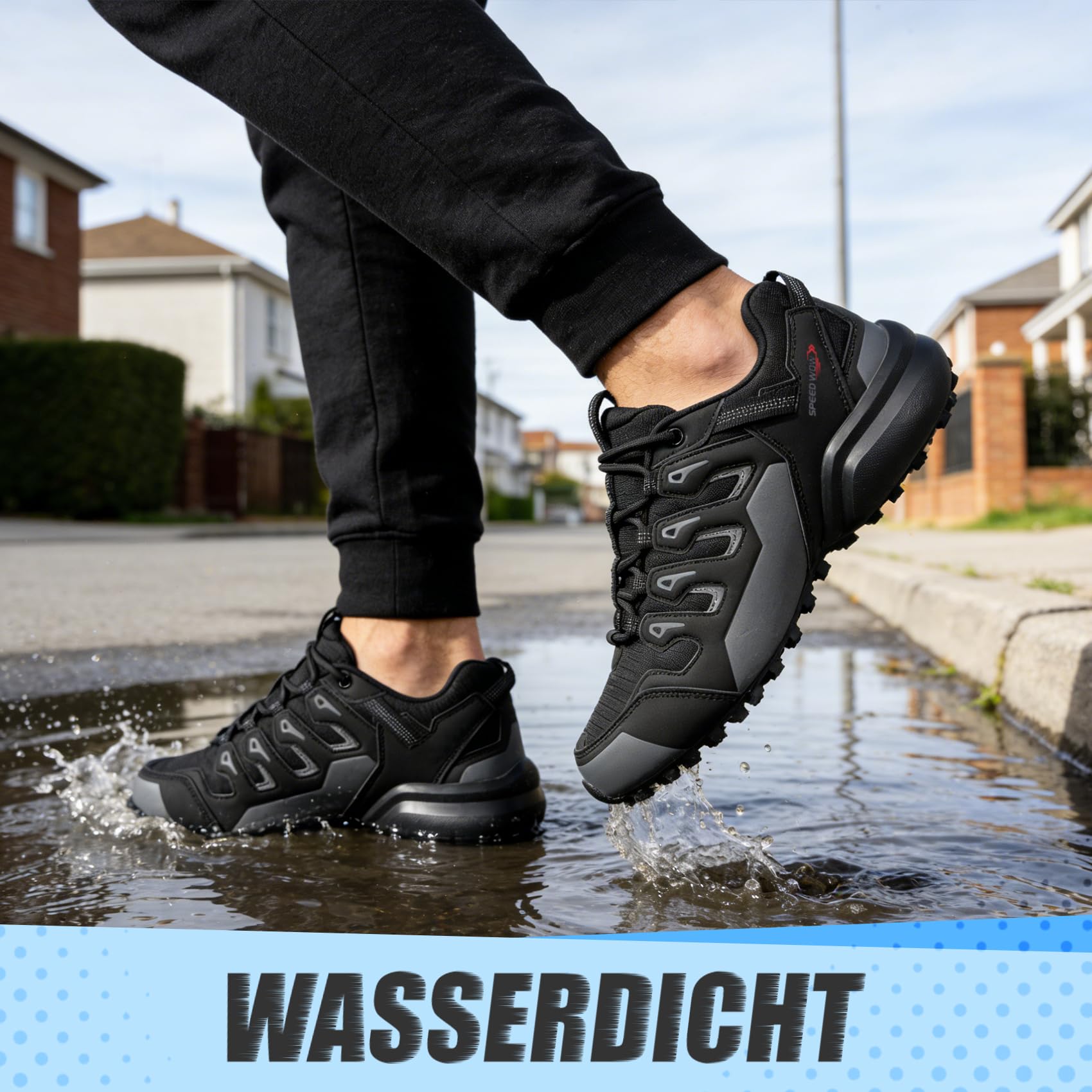 Herren Trail Running Schuhe Wasserdicht Leicht rutschfest – Atmungsaktive Outdoor Wanderschuhe Wasserabweisend – Leichte Sneaker für Walking, Arbeit & Trekking
