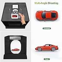 Vista 8 de Julius Studio - Caja de luz LED de 24 x 24 pulgadas con colgador de objetos de cuerda de techo, arcilla transparente para posicionamiento