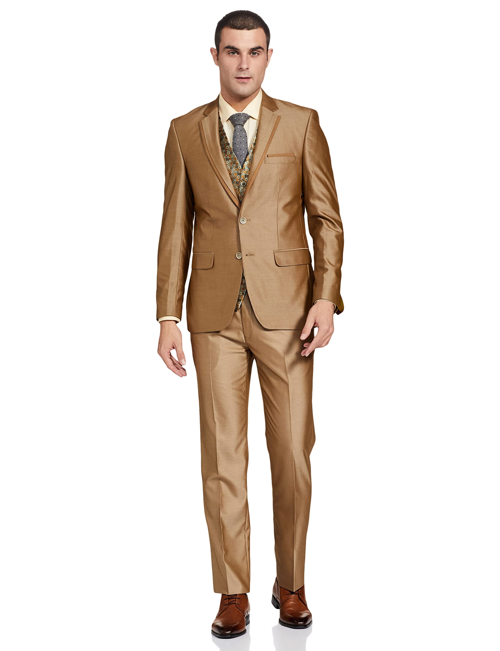 raymond Rayon Blend Men's Full Sleeve Contemporary FIT Dark Fawn Formal Suit-picture-44