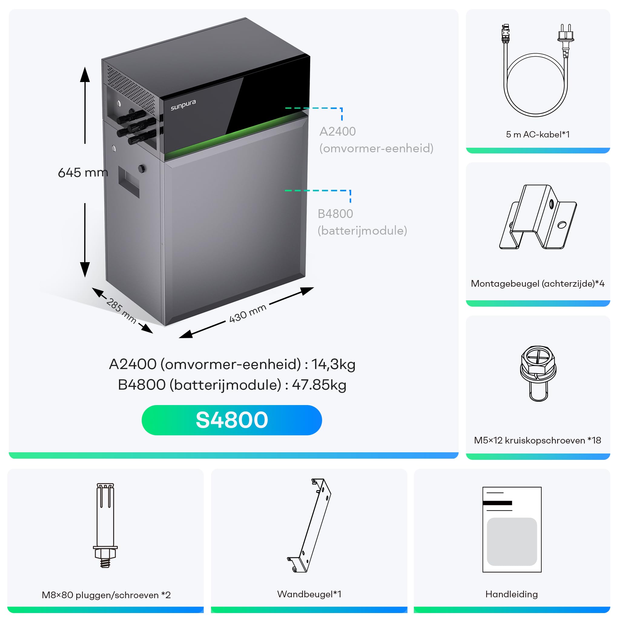 S4800 Plug-in Solarbatterie 4,8 kWh (erweiterbar auf 14,4 kWh) – Balkonkraftwerk Speicher mit AC/DC Kopplung, 0-Einspeisung, 3-Phasenfähig, IP65 & VDE (9,6 kWh)