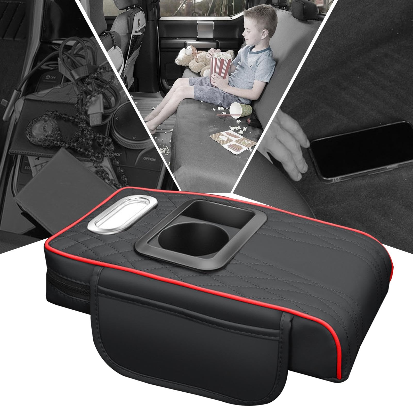 Podk?adka do samochodu Armrest Pad, ci??arówka Suv Rv Armrest Cushion, uchwyt kubek i uchwyt tkaniny, Center Console Cushion do SUV, ci??arówki, RV z kieszonkami do przechowywania, wygodna