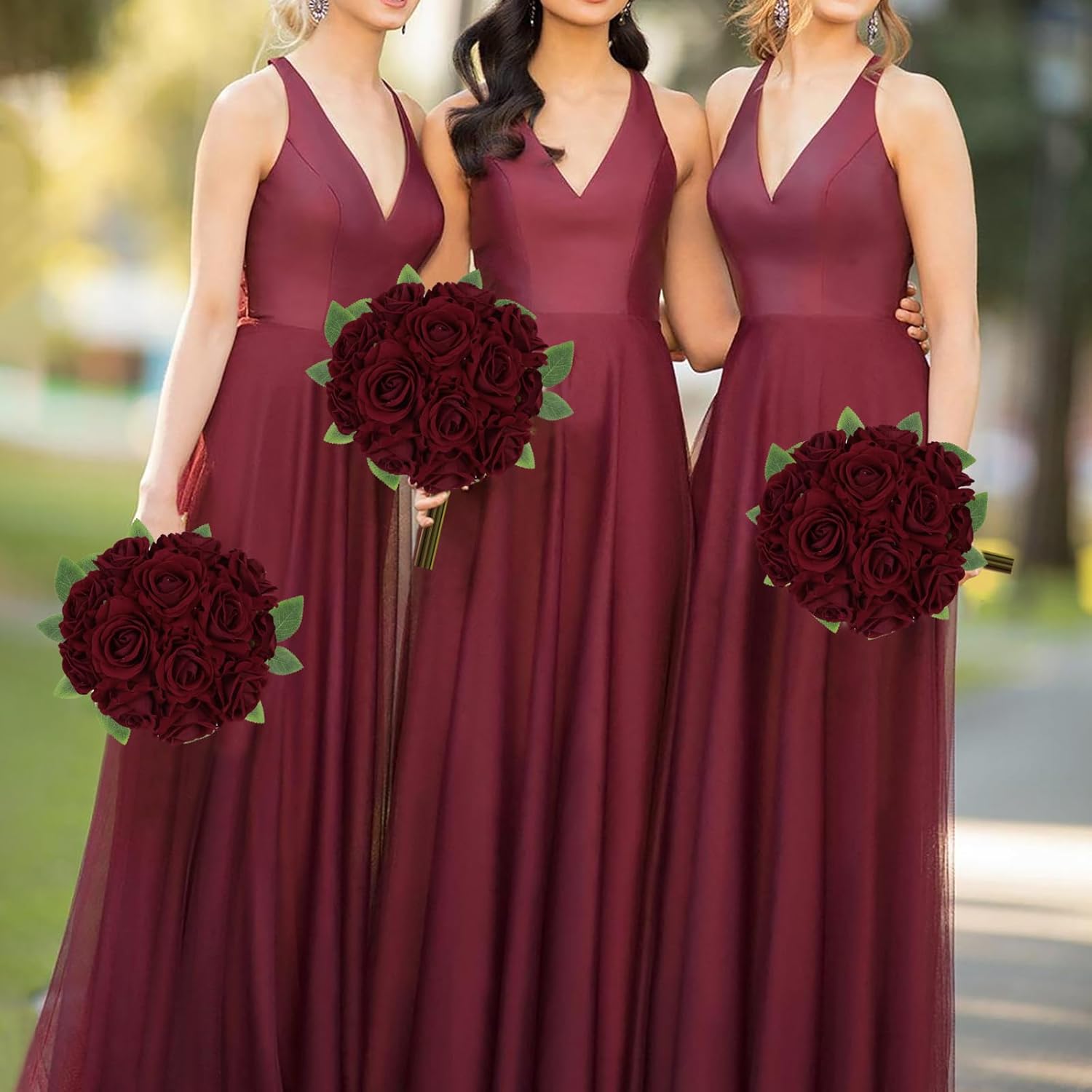 Burgundy Roses 16pcs Velvet Artificial Roses Maroon Flowers 3.15" Silk Roses for Bridal Bouquet Wedding Flowers for Floral Centerpieces Home Party Decor (Burgundy) - Image 4
