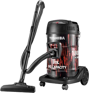 TOSHIBA 1800W Drum Vacuum Cleaner,20L Large Capacity,Power Suction, Low-Noise, Metal Telescopic Tube Canister Vacuum Cleaner VC-DR180ABFME(R)