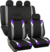 Vista 11 de FH Group - Juego de fundas de asientos frontales de tela para asientos de respaldo bajo con reposacabezas removibles, ajuste universal, compatible