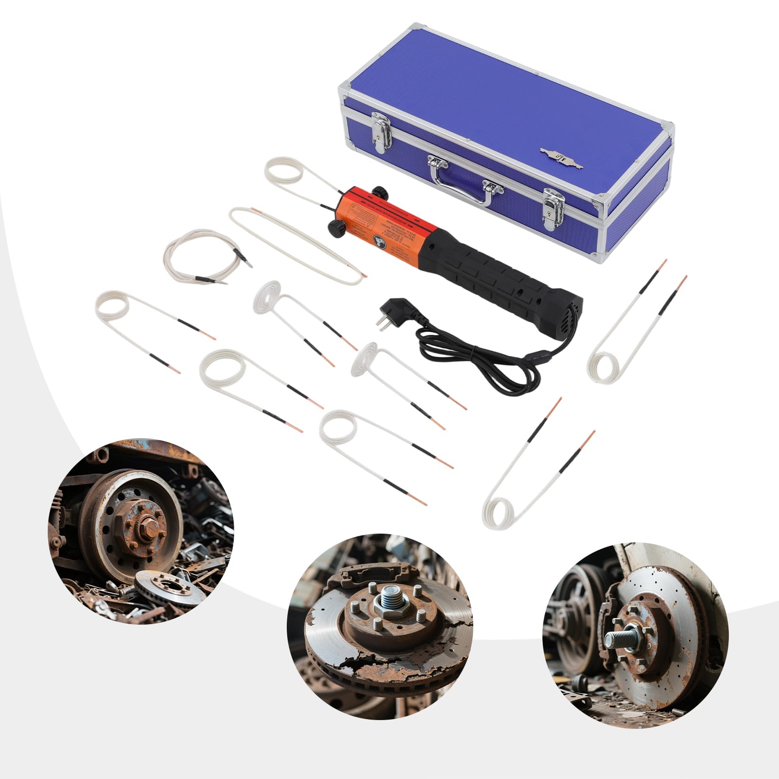 Przenośny magnetyczny podgrzewacz indukcyjny 1000 W nagrzewnica indukcyjna, grzejnik z elementami metalowymi, narzędzie do ogrzewania indukcyjnego śrub, z 10 cewkami i pudełkiem do przechowywania
