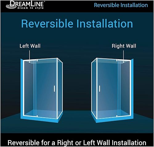Miniatura 8 de DreamLine Flex SHDR-2234580-RT-01 - Cabina de ducha pivote sin marco de 34 12 pulgadas de profundidad x 56-60 pulgadas de ancho x 72 pulgadas de