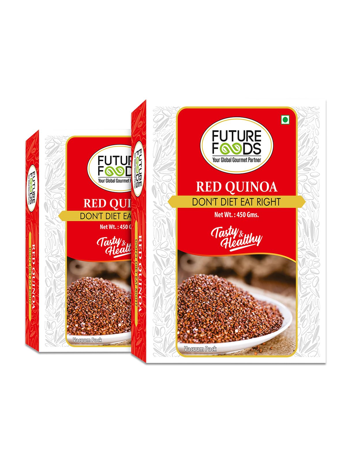 Future Foods Red Quinoa 450g | Whole Grain | Sweet Nutty Flavour | Superfoods Millet | Rich in Protein | Gluten Free | Good Source of Antioxidants | High Fiber (Pack of 2) (B09W1K71HW) Amazon Price History, Amazon Price Tracker