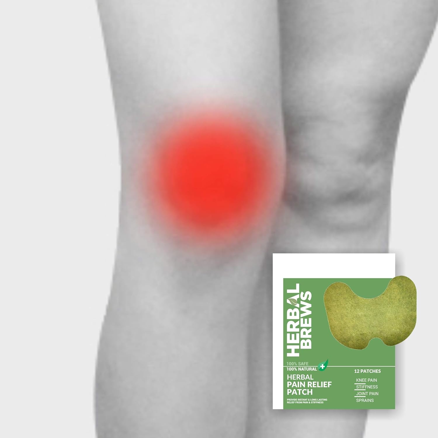 Herbal Brews - Pain Relief Patches - 12 Knee Pain Patches (Specially Designed for Knee Joints) | 100% Safe & Natural Knee Pain Relief Products | INSTANT RELIEF | NO SIDE EFFECTS Herbal Brews - Pain Relief Patches - 12 Knee Pain Patches (Specially Designed for Knee Joints) | 100% Safe & Natural Knee Pain Relief Products | INSTANT RELIEF | NO SIDE EFFECTS