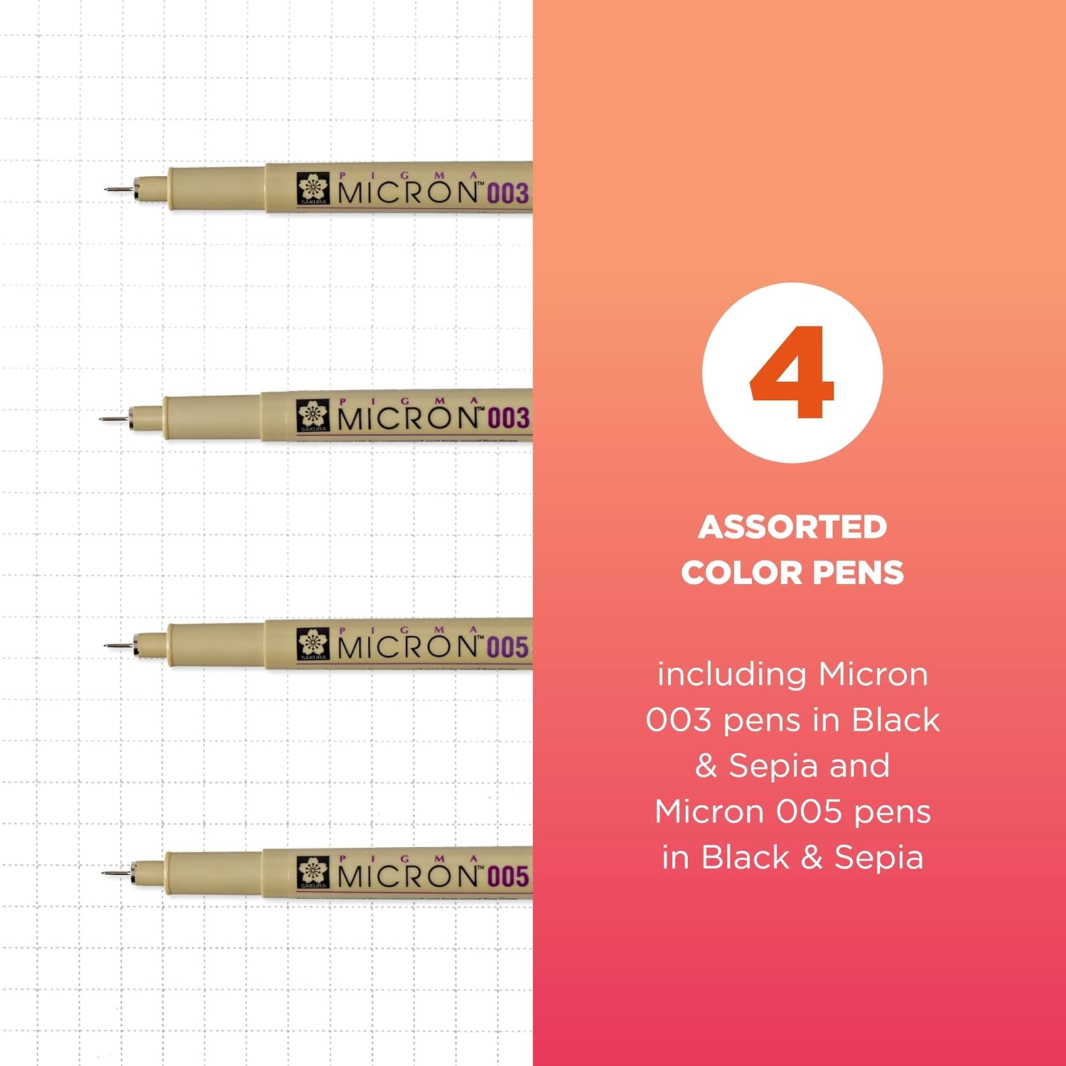 SAKURA Pigma 50047 Micron Blister Card Ink Pen Set, Black/Sepia, 003/005 Black/Sepia 4CT | Archival Ink Pens for Writing, Drawing, or Journaling, Fade Resistant, Consistent Color, Professional Quality