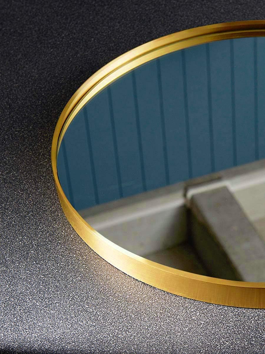 TinyTimes 23.63" Modern Large Round Mirror, Accent Mirror, Round Wall Mirror, Brushed Framed, Round Metal Mirror, Home Decor, for Bathroom, Living Rooms, Entryways - Gold.