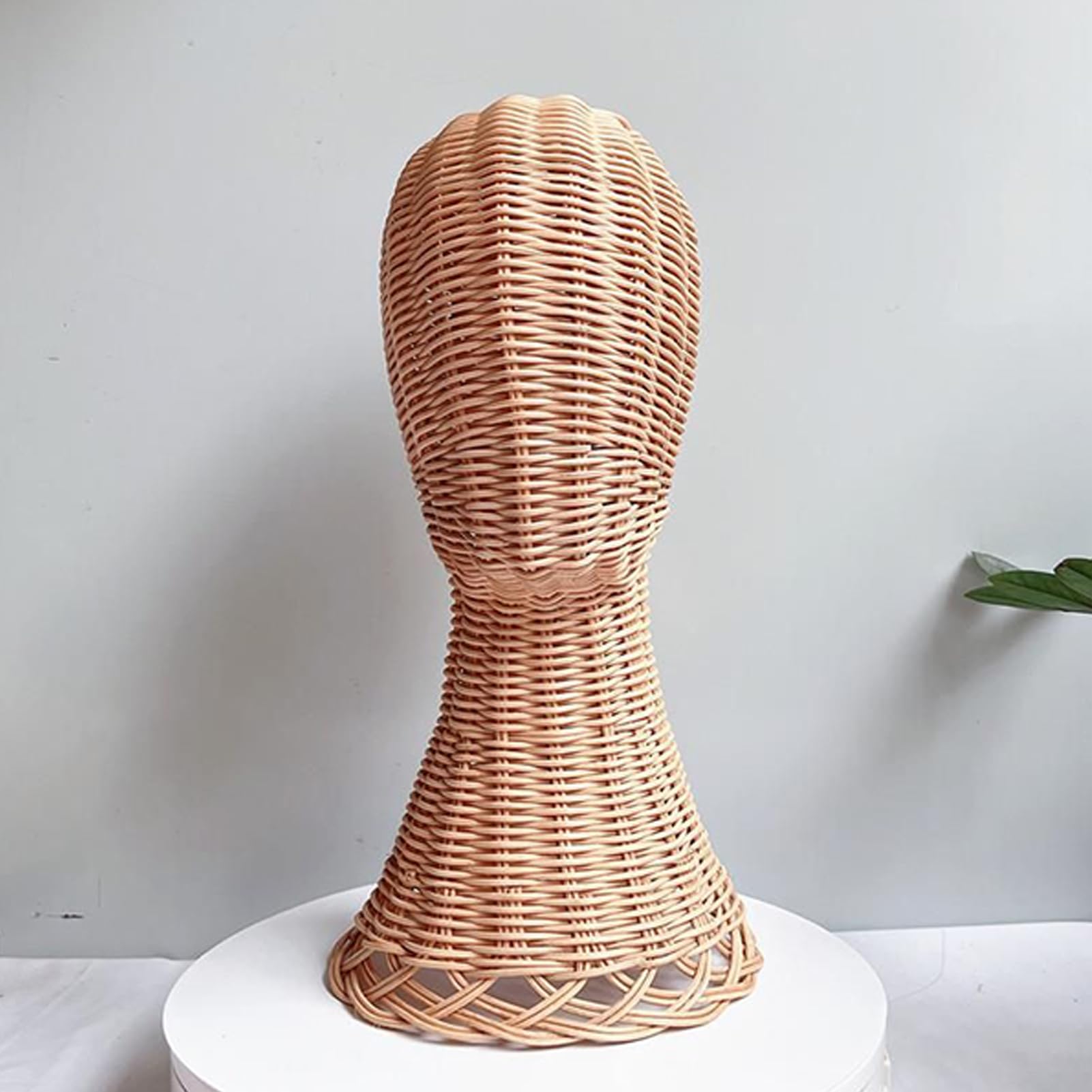 Soporte de exhibición de Sombreros: Cabeza de maniquí de ratán para organizar Bufandas y Sombreros, Estante de Mesa con Base sin Puntas, hogar, , Armario, peluquerías y