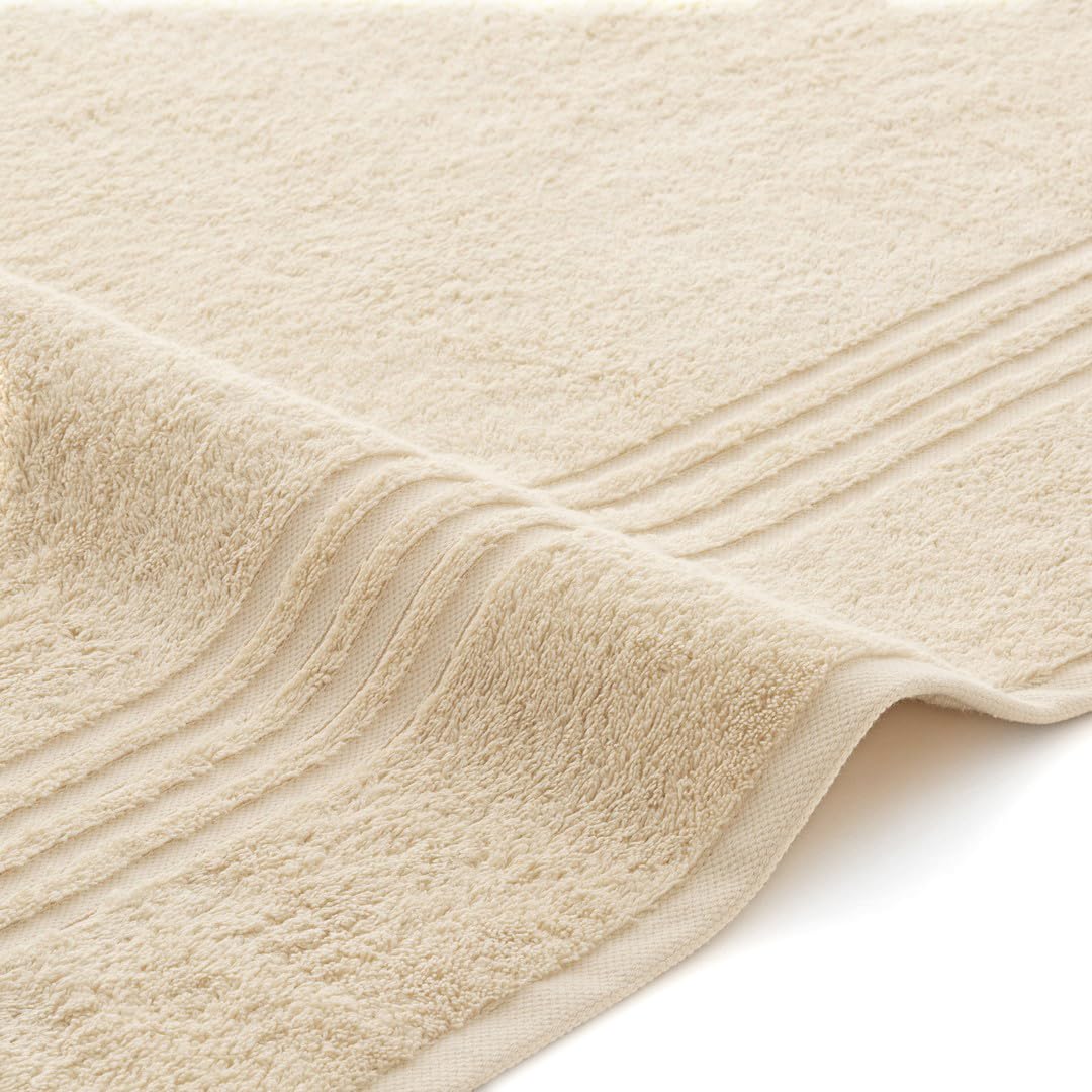 BOHEME | Lot de 3 serviettes premium 700 g/m² | Beige | 1(30x50) + 1(50x100) + 1(100x150) | 100% coton doux et absorbant | Séchage rapide | Lavables en machine | Utilisation quotidienne