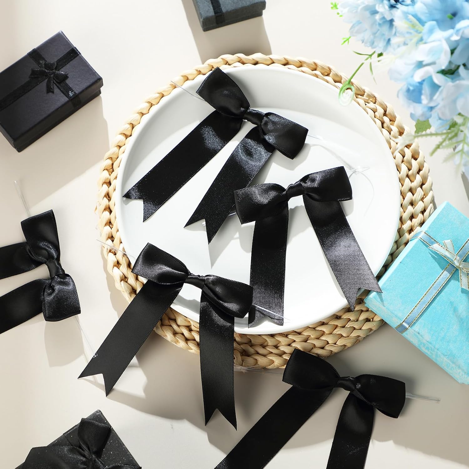 Riceshoot 24 Pcs Satin Ribbon Bow 3.5x5 Inch Twist Tie Bows for Gift Balloon Bag Cake Craft Valentine Wedding Birthday Party - Image 3