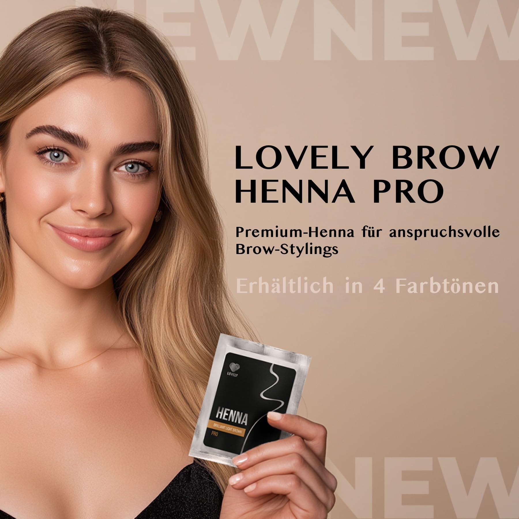 LOVELY Zestaw do brwi henny w 4 kolorach, w zestawie z mineralnymi roztworami kolorów, pastą konturową i żelem do brwi – dla zdefiniowanych, pełnych brwi i długotrwałego koloru brwi