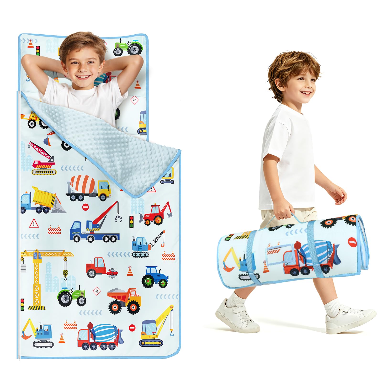 Kids Sleeping Nap Mat with Removable Pillow, 24×59 In Toddler Sleep Bag