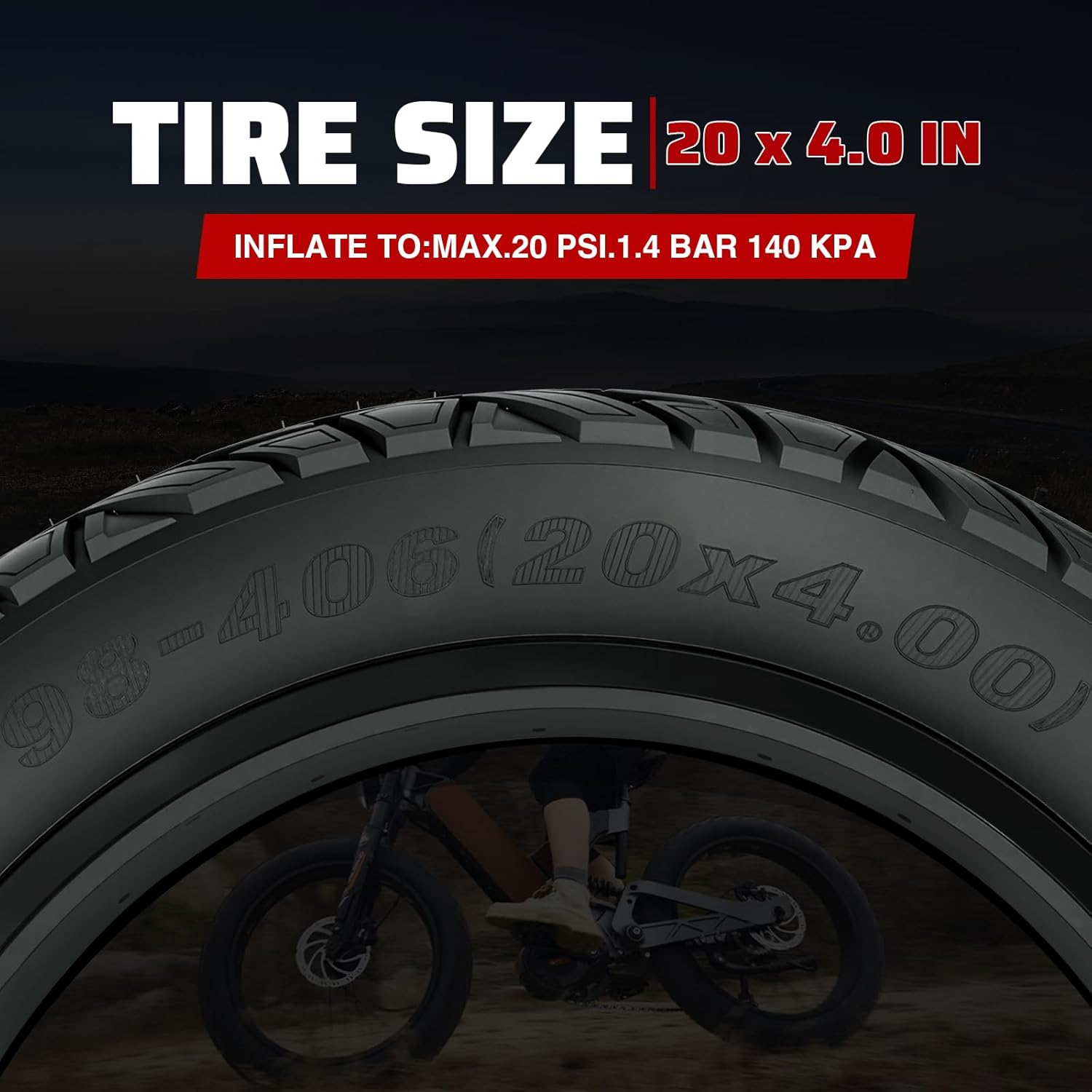 ZUKKA 20/26x 4.0 E-Bike Tire 1/2 Pack Fat Tire High Performance Fat Tire/White Wall Tire Replacement Tire Folding Mountain Bike Tire High-Density Bike Tires for MTB E Bikes