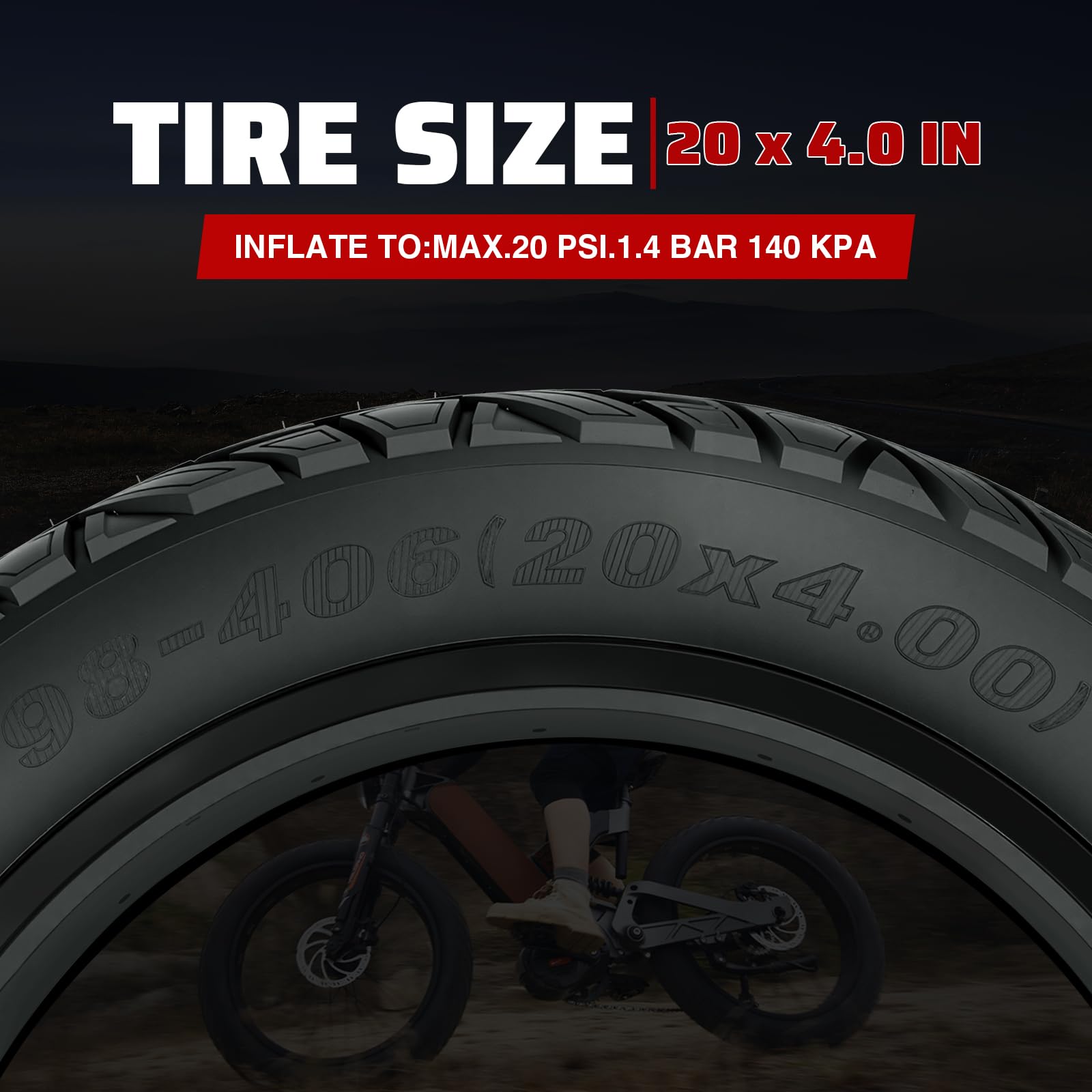 ZUKKA Fat Bike Tire 20/26 x 4,0 pulgadas Mountain Bike Tire Fat Tire 20/26 pulgadas Heavy Duty Deep Grooves Foldable Replacement All Terrain