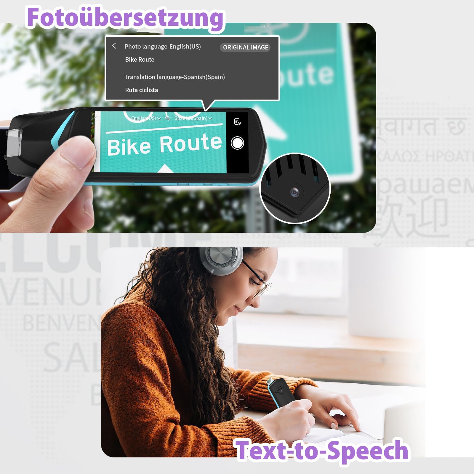 NEWYES Übersetzungs Stift Scannen,Übersetzer mit Sprachausgabe,Scannerstift zur Dateneingabe,OCR Lesestift mit Text to Speech,Foto Übersetzer,112 Sprachen
