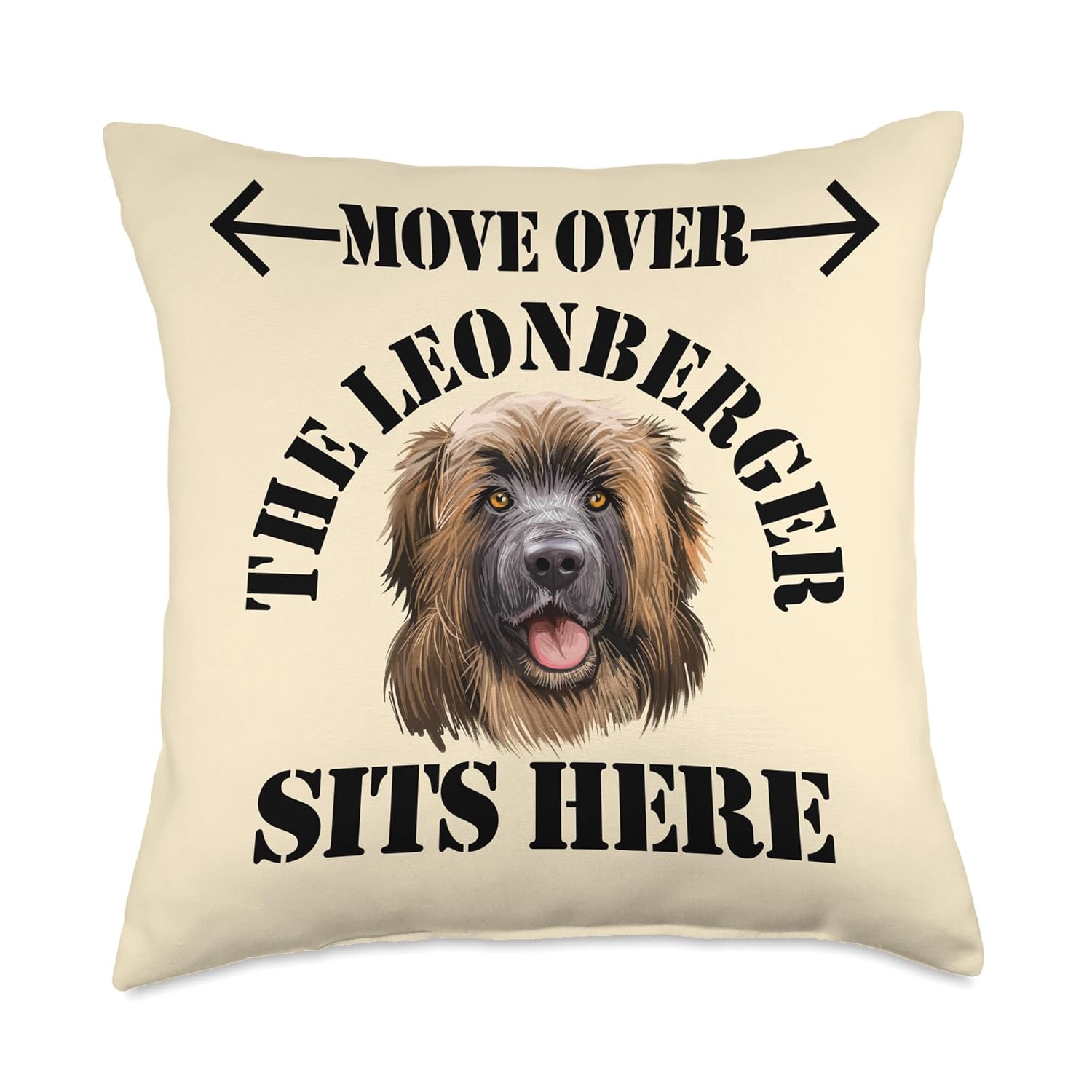Move Over The Leonberger Sits Here Funny Leonberger Dog Throw Pillow