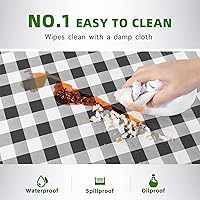 Vista 3 de UMINEUX Funda de mesa de picnic con fundas de banco, ropa de mesa ajustable para mesas rectangulares de 6 pies, respaldo de franela de vinilo