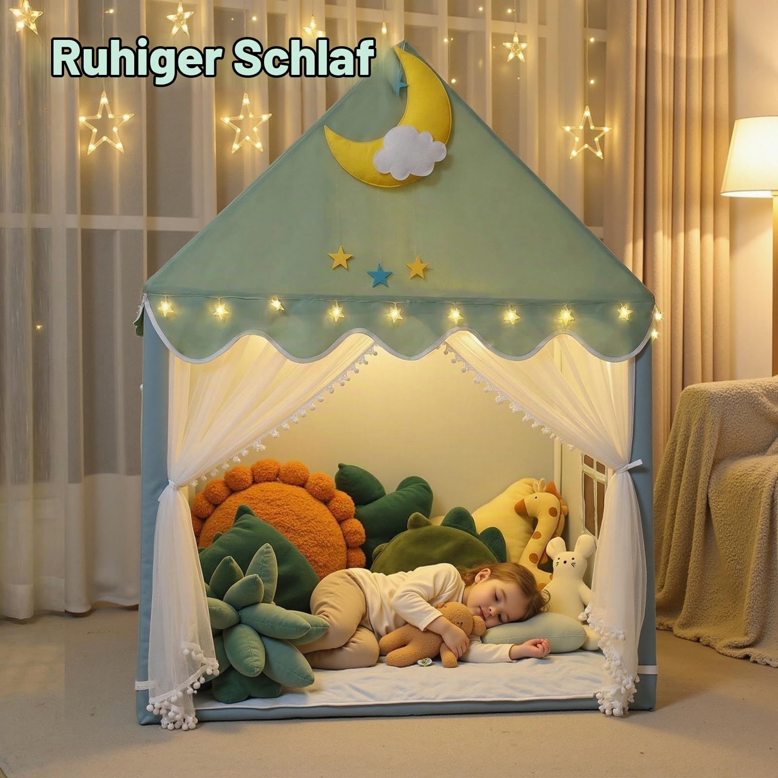 Wilwolfer Kinderzelt mit Matte: Kinderspielzelt für Kleinkinder - Kinderzelte für drinnen und draußen, Prinzessinnenspielhaus für Mädchen und Jungen, Spielzeughaus, (Grün)