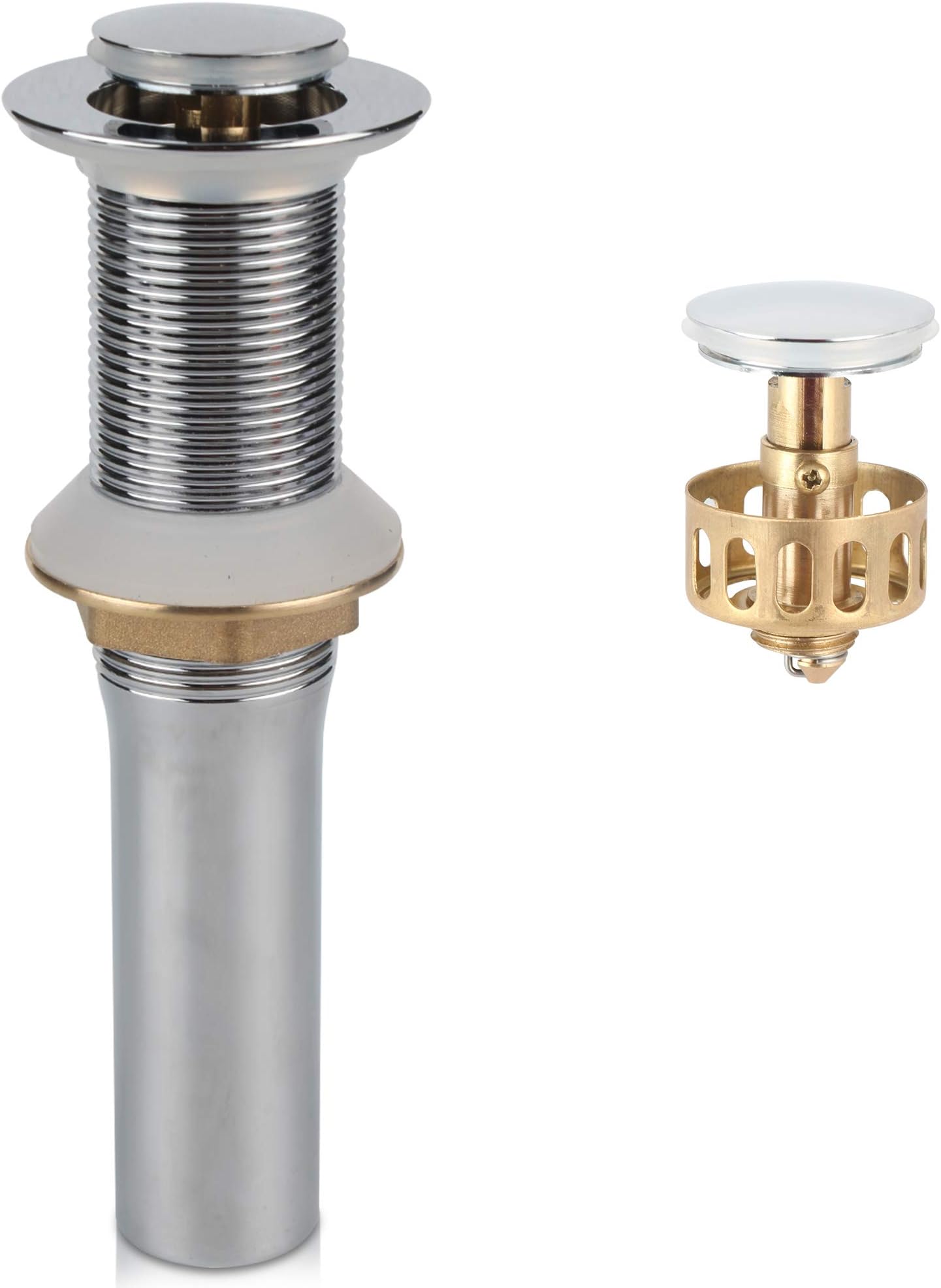 Polished Chrome Pop Up Sink Drain without Overflow, Bathroom Faucet ...