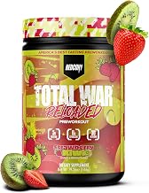 REDCON1 Total War Reloaded Pre Workout, Strawberry Kiwi - Creatine, Beta Alanine + L-Citrulline Malate Keto Friendly for Men & Women with 350mg of Caffeine - Fast Acting (30 Servings)